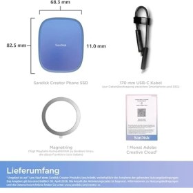 Resim Sandisk Creator Phone 2TB 1000MB/SN Magsafe Uyumlu Taşınabilir Telefon SSD SDSSDE62C-2T00-G25 