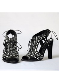 Resim Seç Kundura Dmz 13604 Özel Tasarim El Yapimi Topuklu Ayakkabi Siyah 