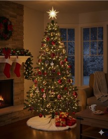 Resim 210 Cm Yılbaşı Çam Ağacı 580 Dal Demir Ayaklı Lüks Dökülmeyen İthal Ağaç Diğer 