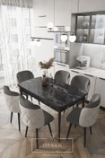 Resim DEREN HOME Novella Serisi, 80x132 Mutfak Ve Salon Yemek Masası Takımı Açık Gri Oturum Antrasit 