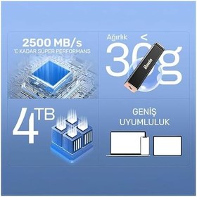 Resim Biwin PD2000 1TB USB 3.2 Gen 2x2 Taşınabilir Harici SSD, 2000MB/s Okuma, 1800MB/s Yazma, Ultra Hafif ve Kompakt Tasarım, Type-C 