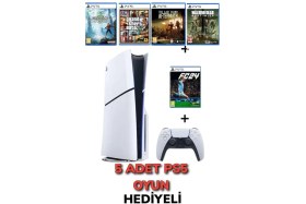 Resim Sony Playstation 5 Slim CD Edition1 Tb +Ps5 5 Adet Oyun (Ithalatçı Garantili) 