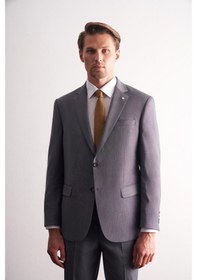 Resim İmza Sütlü Kahverengi Mono Yaka Kendinden Desenli Esnek Bel 4 Drop Comfort Fit Takım Elbise 1001255169 Sütlü Kahverengi 