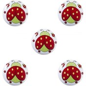 Resim 5 Adet Tomurcuk Porselen Düğme Uğur Böceği Çocuk Odası Mobilya Kulp 