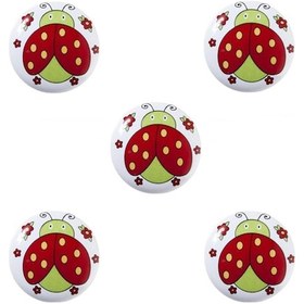 Resim 5 Adet Tomurcuk Porselen Düğme Uğur Böceği Çocuk Odası Mobilya Kulp 