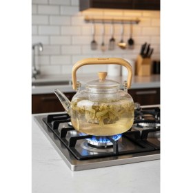 Resim PremiumPort Şeffaf Cam Demlik 1000ML, Çay ve Bitki Demleme Için Ideal 