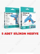 Resim WINNBOSS Metal Uçlu-Düğmeli-20W-190C 7.5mm Çapında Ince Sıcak Mum Silikon Tabancası+5 Silikon Hediye 