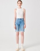 Resim Denim Trip Mavi Kadın Slim Fit Denim Şort DTK337 Slim Fit Yüksek Bel Orta Ind 