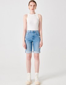 Resim Denim Trip Mavi Kadın Slim Fit Denim Şort DTK337 Slim Fit Yüksek Bel Orta Ind 
