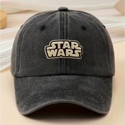 Resim STAR WARS Vintage Yıkanmış Beyzbol Şapkası, 2D Düz, 1 Adet - İkonik Logolu Eskitme Desenli, Makinede Yıkanabilir Rahat Şapkalar Erkekler ve Kadınlar İçin 