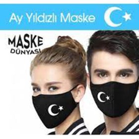 Resim Yıkanabilir Kumaş Maske Siyah 