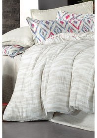 Resim Sarev Mayorka Mavi Mood Comfort Çift Kişilik %100 Pamuk Müslin Yıkamalı Nevresim Takımı Mavi 