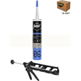 Resim Selsil Nötr Cephe Silikonu 300 Ml Şeffaf 25 Adet , Plastik Tabanca Şeffaf 