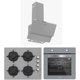 Resim Silverline BO6501S01 - CS5335S02 - 3490 Oslo Gri Cam Ankastre Set 