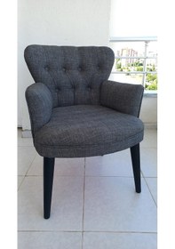 Resim Azra Mobilya Berjer - Tekli Koltuk - Keten Kumaş - Ahşap Ayak - Gri Gri 