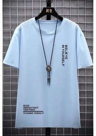 Resim Erkek Belive İn Yourself Baskılı Oversize Tshirt Bebemavi Bebek Mavisi 