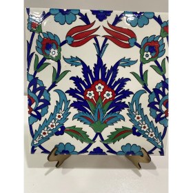 Resim Armada Çini 20x20 Cm Ac 19 Laleli Desen Osmanlı Çini Seramik Karo 