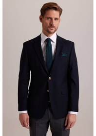 Resim Erkek Lacivert Regular Fit Yünlü Blazer Ceket 001 