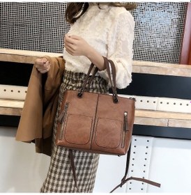 Resim Fashion Casual Pu Shoulder Bag Ladies Handbag Messenger Bag Haki Haki 