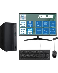 Resim Asus Expertcenter P500MV Intel® Core™ Ultra 5 210H 4.8ghz Aı 64GB Ddr5 1tb SSD 27" 120Hz Intel® Intel® Graphics WIN11PRO Mini Tower Masaüstü Bilgisayar E52108512B0DP23+ZETTAUSBBELLEK 