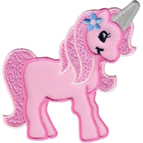 Resim Aplike Ütü Ile Yapışan Unicorn Pembe Arma 4x4 cm 