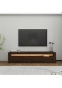 Resim Batı LED Işıklı 2 Kapaklı TV Sehpası – 150 cm – Minimal Tasarım, Ceviz 