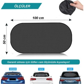 Resim Araba Arka Cam ve Yan Camlar Için (3 Parça) Vantuzlu Oto Güneşlik Perde Seti 