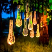 Resim 1 Takım 50 adet LED Güneş IP65 Su Geçirmez Bahçe Işıkları, Su Damlası Işıklar, Dize Yağmur Damla Işıkları, Güneş Festivali Işıkları, Doğum Günleri, Partiler, Noel, Düğünler, Açık Havuz Partileri, Kamp Süslemeleri için Uygun 