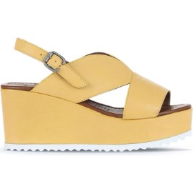 Resim Bueno Shoes Sarı Deri Kadın Dolgu Topuklu Sandalet 01WA5600 01WA5600 