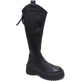 Resim Pierre Cardin Pierre Cardin Siyah Streç Deri Kadın Çizme Bot Ayakkabı 