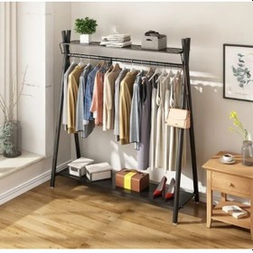 Resim Metal Siyah Konfeksiyon Askısı Ayaklı Askılık Elbise Askılığı 150 165 Cm 6017-nrm 