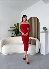 Resim Polack Tek Omuz Tül Elbise 