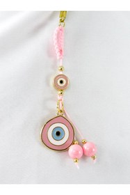 Resim biuti Toz Pembe Parlak Taşlı Küp Boncuk Detaylı Göz Figürlü Araba Dikiz Ayna Süsü, Yeni Araba Hediyesi 