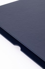Resim Deri Kapaklı Masa Sümeni Lacivet Ahşap Detaylı 50x35cm 