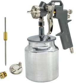 Resim 504001 Alttan Depolu Havalı Boya Tabancası 1.8 Mm Meme, 1 Lt Metal Hazne 