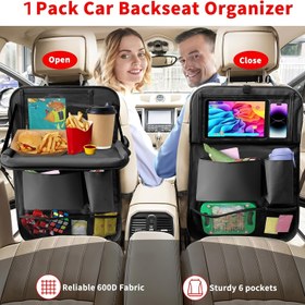 Resim Arka koltukta kullanılabilen masaüstü sepet, 6'lı depolama sepetleri ile tablet tutucu, SUV/Sedan/Kamyon arka koltuk modelleri için gerekli 