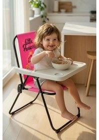 Resim Exent Kids 2 6 Yaş, Little Princes Katlanır Portatif Mama Sandalyesi, Tak-çıkar Masa İle-pembe 