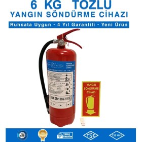 Resim 6 kg Kuru Kimyevi Tozlu Yangın Söndürme Cihazı Ruhsata Uygun(Levha-Askı Aparatlı) 