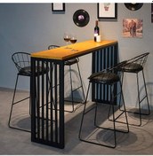 Resim Ilgitrafik Bar Masası Yüksek Mutfak Masası, Retro Tasarım Ahşaplı Masa 