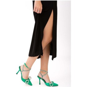 Resim Tamer Tanca Kadın Vegan Yeşil Abiye Ayakkabı 735 3766 Bn Ayk Y22 Yesıl Saten 