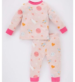 Resim Defacto Kız Bebek Desenli Uzun Kollu Pijama Takımı B2160A523WNPN262 