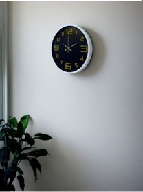 Resim 36 Cm Beyaz Gold Rakamlı Dekoratif Duvar Saati Çok Renkli 