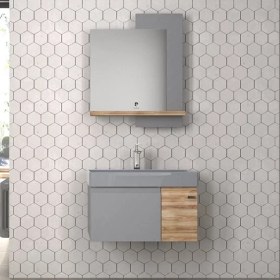 Resim Pierre Cardin Zen 70 cm Matt Anthracite Olive Banyo Dolabı Mat Antrasit Olive 