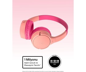 Resim Belkin Soundform Mini Çocuk Kablosuz Kulaklık (Pembe) - Dahili Mikrofon, 30 Saat Çalma, Eğlenceli Çı 