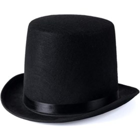 Resim AyrStore Yetişkinler İçin Siyah Renk Ringmaster Sihirbaz Şapkası Fötr Şapka 15 Cm 