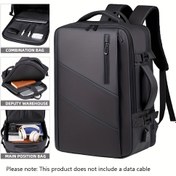 Resim HANMARRY Erkekler için Şık Siyah Naylon Sırt Çantası - Büyük Kapasiteli, Genişletilebilir 17 İnç Laptop Çantası, Çoklu Bölümler, Seyahat, İş ve İşe Giderken Dayanıklı Yumuşak Kabuk Tasarımı, Seyahat Sırt Çantası | Şık Sırt Çantası | Dayanıklı Sırt Çantası 