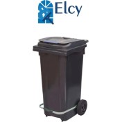 Resim Elcy 120 Lt Siyah Metal Pedallı Çöp Konteyneri (Isıya Dayanıklı) 