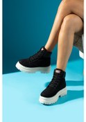 Resim Shoetek Maravilla Kadın Bot&bootie Bağcıklı Postal Siyah Süet Siyah Suet 