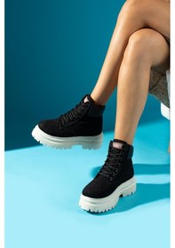 Resim Shoetek Maravilla Kadın Bot&bootie Bağcıklı Postal Siyah Süet Siyah Suet 