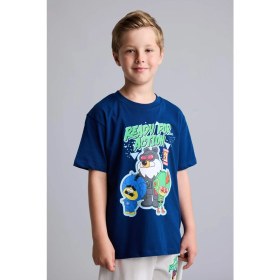 Resim DeFacto Süper 1 Takım Lisanslı Regular Fit Elastik Bel 2'li Lacivert Pijama Takımı Erkek Çocuk H7975A826HS 